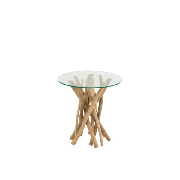 SIDETABLE BRANCHES TEAK WOOD NATURAL/GLASS