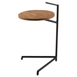 SIDETABLE BISTRO ROUND MANGO WOOD/IRON NATURAL/BLACK