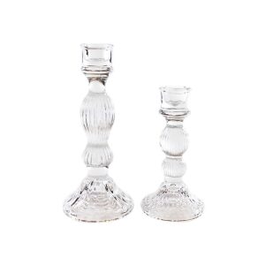 Lysestake Glass M/Riller Stor 20Cm