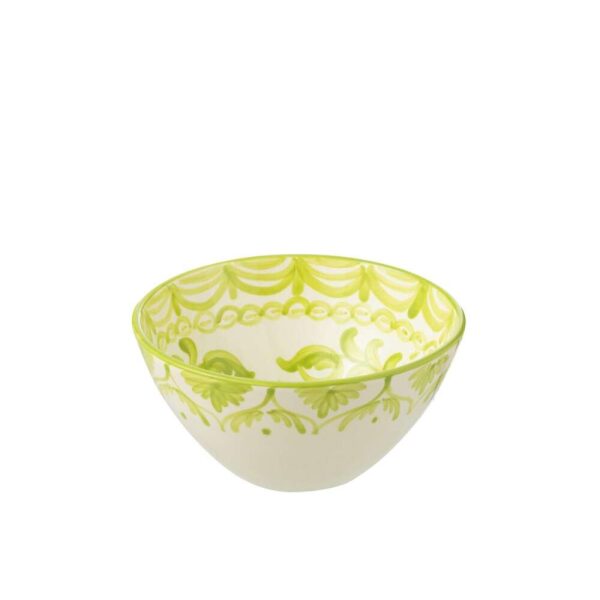 BOWL GRANADA HIGH CERAMIC WHITE/GREEN MEDIUM