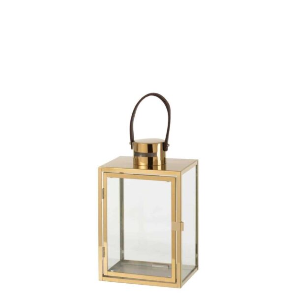 LANTERN RECTANGLE METAL/GLASS GOLD