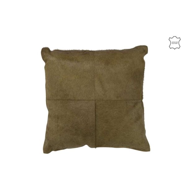 CUSHION COWHAIR LEATHER OLIVE