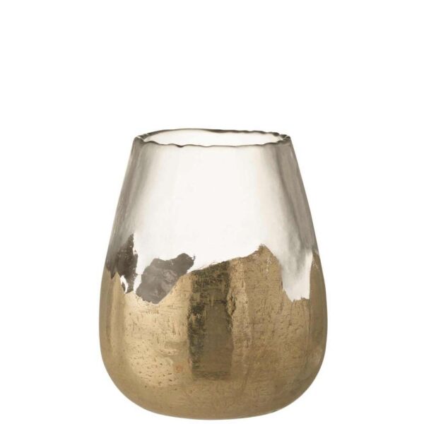 TEALIGHT HOLDER ZOE ROUND GLASS GOLD LARGE