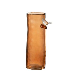 VASE LONG BIRD GLASS ORANGE SMALL