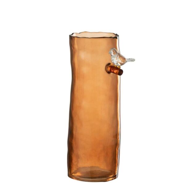VASE LONG BIRD GLASS ORANGE SMALL