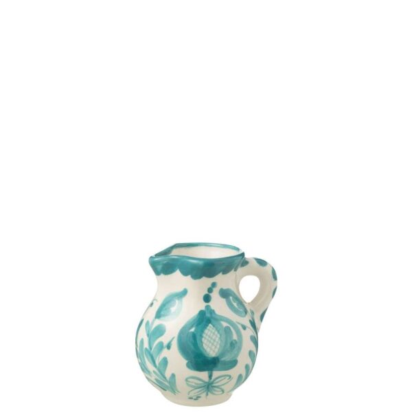 PITCHER GRANADA CERAMIC WHITE/AQUA SMALL