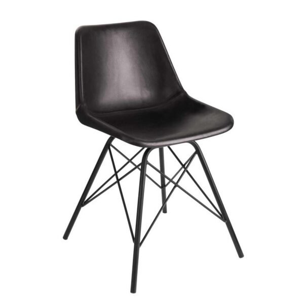 CHAIR LOFT LEATHER/METAL BLACK