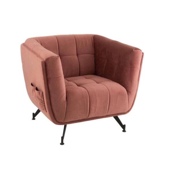 LOUNGE SEAT 1-PERSON TEXTILE/WOOD/METAL ANTIQUE PINK