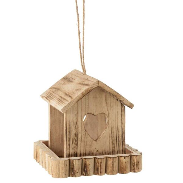BIRD HOUSE WITH BORDER WOOD BEIGE