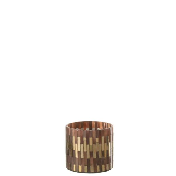 TEALIGHTHOLDER CHIC GLASS BROWN/GOLD SMALL