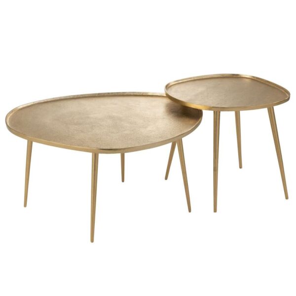 SET OF 2 SIDETABLES VINTA ALUMINIUM GOLD