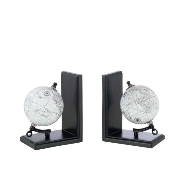 BOOKEND WORLD GLOBE WOOD GREY/BLACK