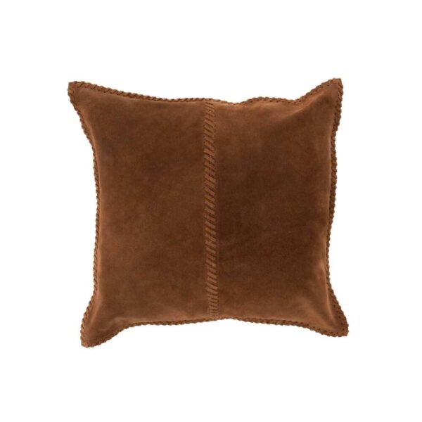 CUSHION STICHING SQUARE LEATHER COGNAC
