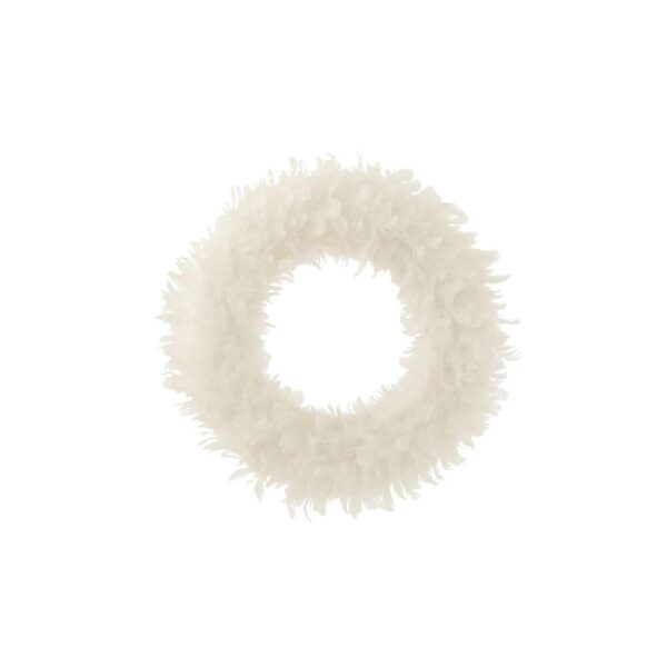WREATH DECO+GLITTERS FEATHERS WHITE