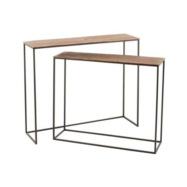 SET OF 2 CONSOLES RECTANGULAR ALUMINIUM RUST