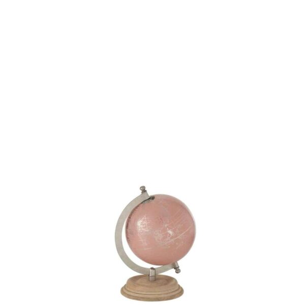 GLOBE ON FOOT WOOD LIGHT PINK/GOLD SMALL