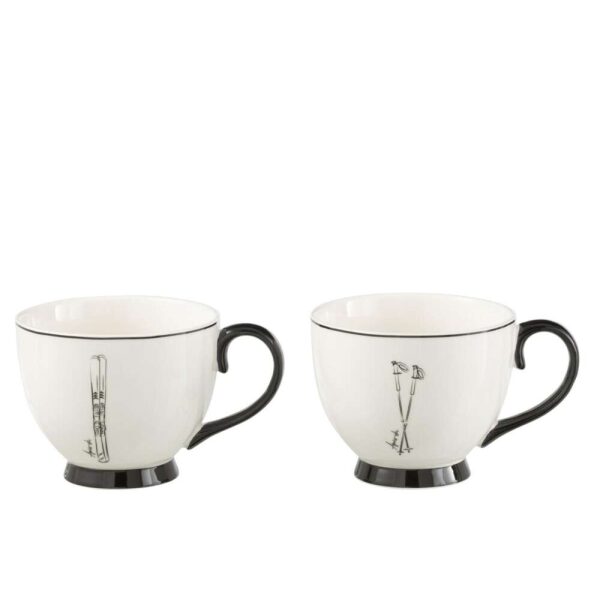 BOX OF 2 JUMBO MUG WINDOWNBOX CERANMICS BLACK/WHITE
