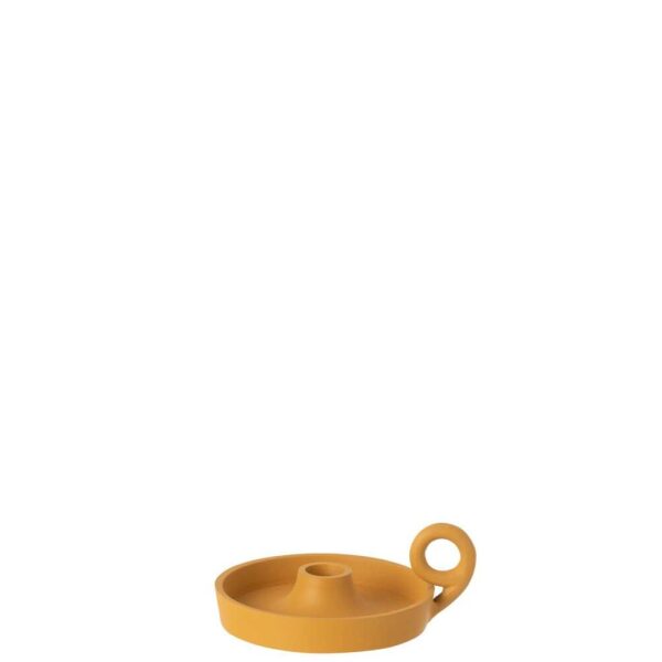 CANDLE HOLDER DISH ROUND ALUMINIUM OCHRE