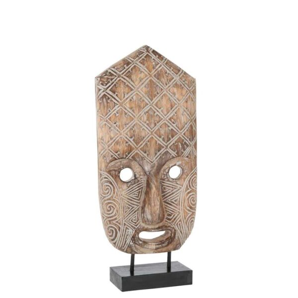FIGURE MASK PRIMITIVE ON FOOT ALBASIA WOOD BROWN/WHITE lARGE