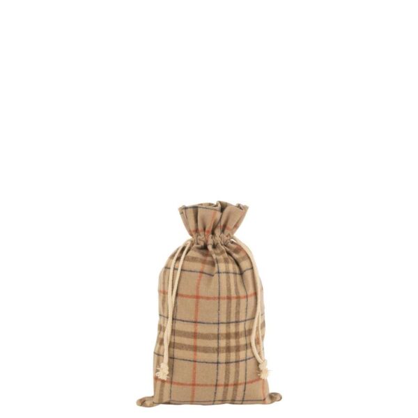 BAG CHRISTMAS CHECKERED TEXTILE BEIGE/BROWN MEDIUM