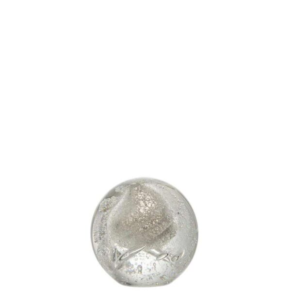 PRESSE-PAPIER BULLES VERRE ARGENT MEDIUM