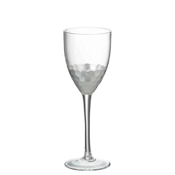 WINE GLASS WHITE GLASS TRANSPARENT/SILVER