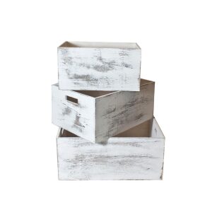 Kasser Tre Hvit S/3 40X30X18Cm