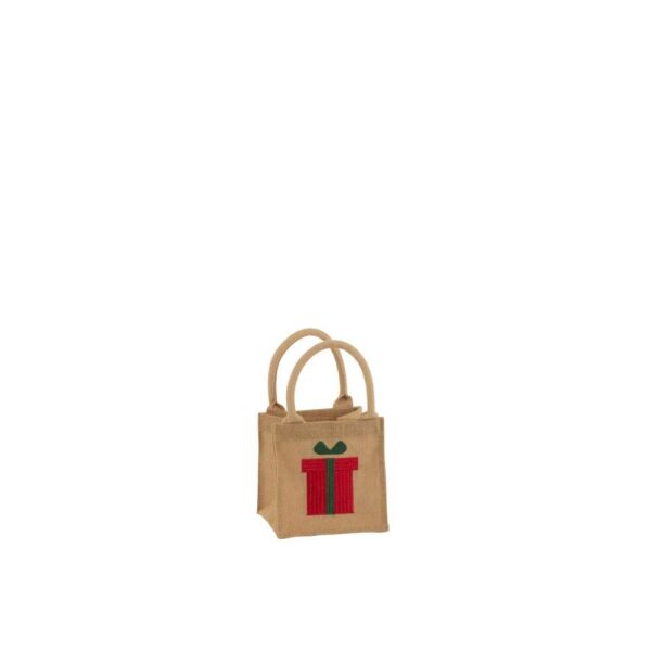 BAG EMBROIDERY GIFT JUTE NATURAL/RED