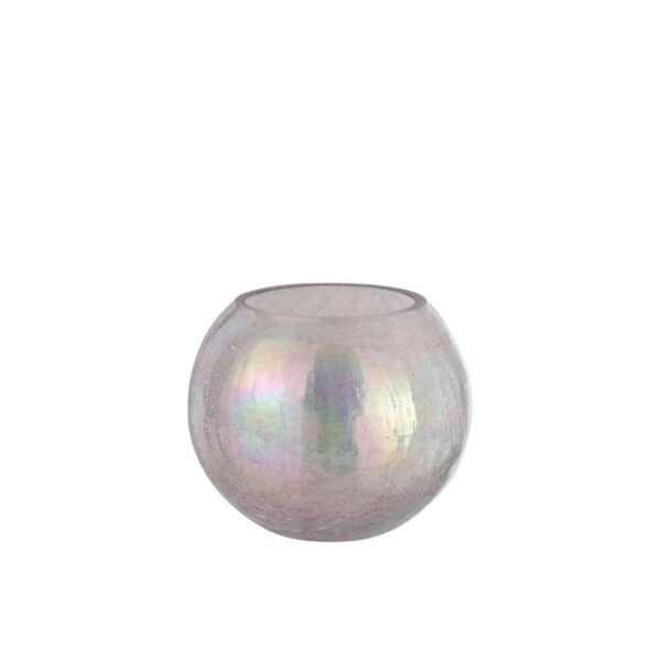 HURRICANE LIGHT BALL CRAQUELURE GLASS PEARL EFFECT PURPLE LARGE