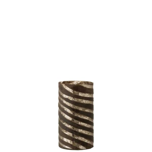 VASE STRIPES ROUND GLASS SILVER SMALL