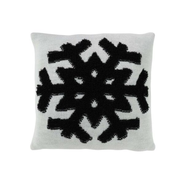 CUSHION SNOWFLAKE POLYESTER WHITE/BLACK