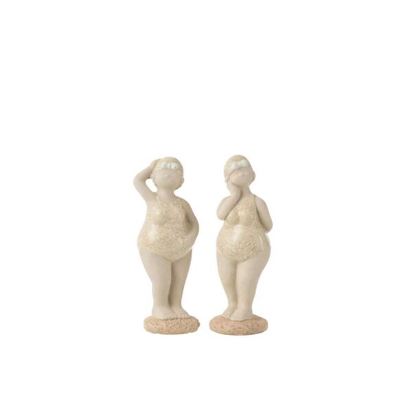 WOMAN BATHING SUIT STANDING CERAMIC BEIGE MEDIUM ASSORTMENT OF 2