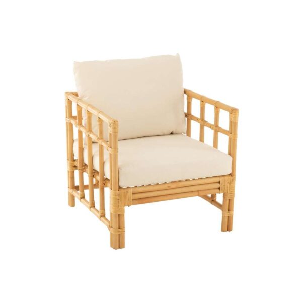 ARM CHAIR ELISE+CUSHION RATTAN/TEXTILE NATURAL/WHITE