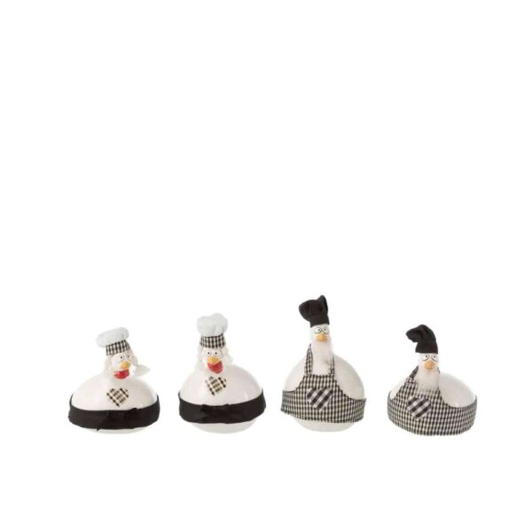 CHICKEN CHEF CERAMIC WHITE/BLACK S ASSORTMENT OF 4