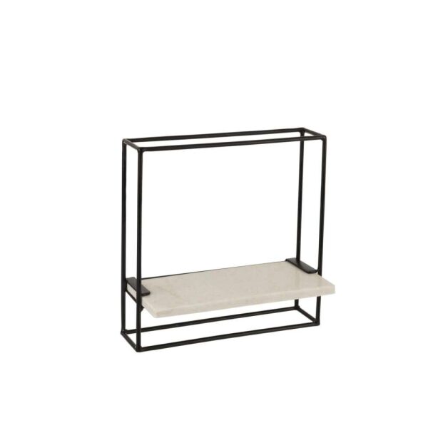WALL RACK 1PLANK IRON/MARBLE BLACK/WHITE SMALL