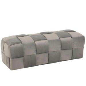 POUF 3-PERSON TEXTILE/WOOD LIGHT GREY