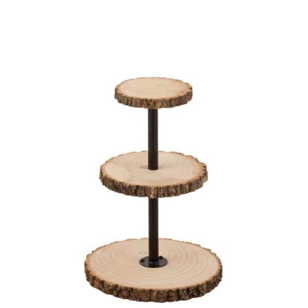 TRAY 3 LEVELS ROUND PAULOWNIA WOOD NATURAL