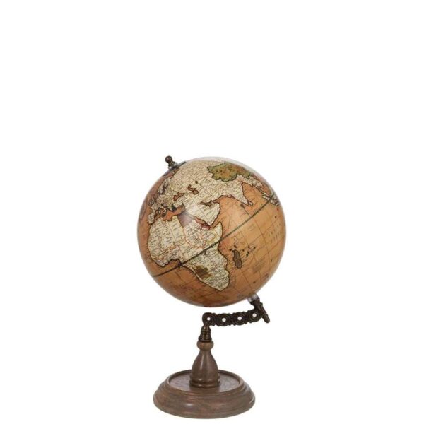 GLOBE ON FOOT WOOD RUST/NATURAL MEDIUM