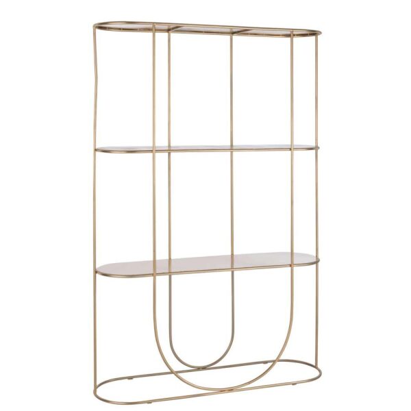 SHELF 3 PLANKS+CURVE DECO METAL GOLD