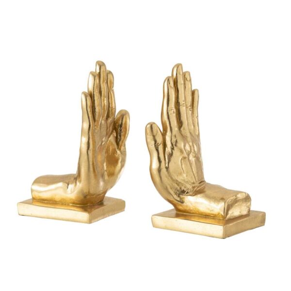 S/2 BOOKEND HANDS POLY GOLD