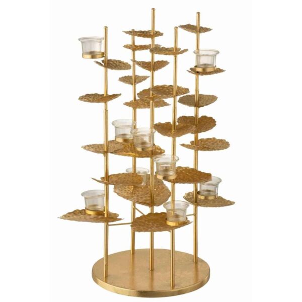 TEALIGHT HOLDER FLOWER ALUMINIUM/GLASSS GOLD