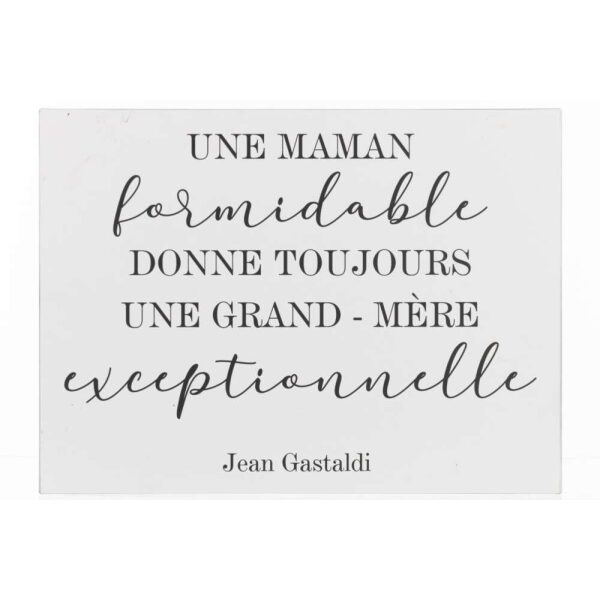 PLACARD TEXT FRENCH MAMAN METAL WHITE/BLACK