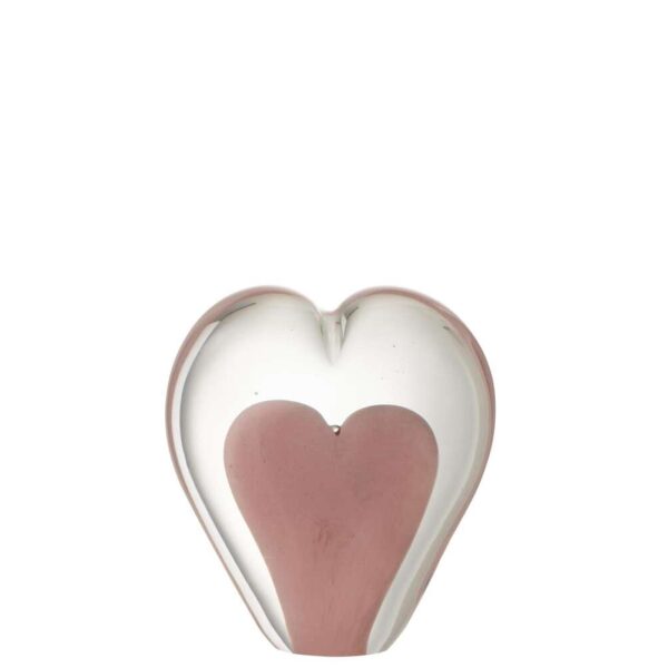 PAPERWEIGHT HEART GLASS PINK LARGE