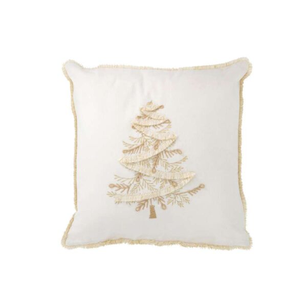CUSHION TREE TEXTILE WHITE/GOLD