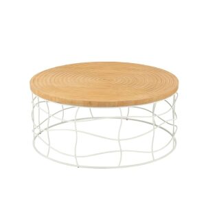 COFFEE TABLE CARVING IRON/PINE WOOD NATURAL/WHITE