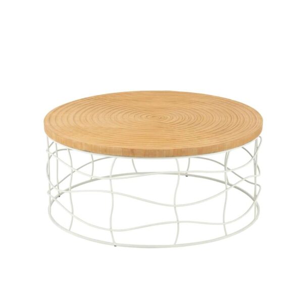 COFFEE TABLE CARVING IRON/PINE WOOD NATURAL/WHITE