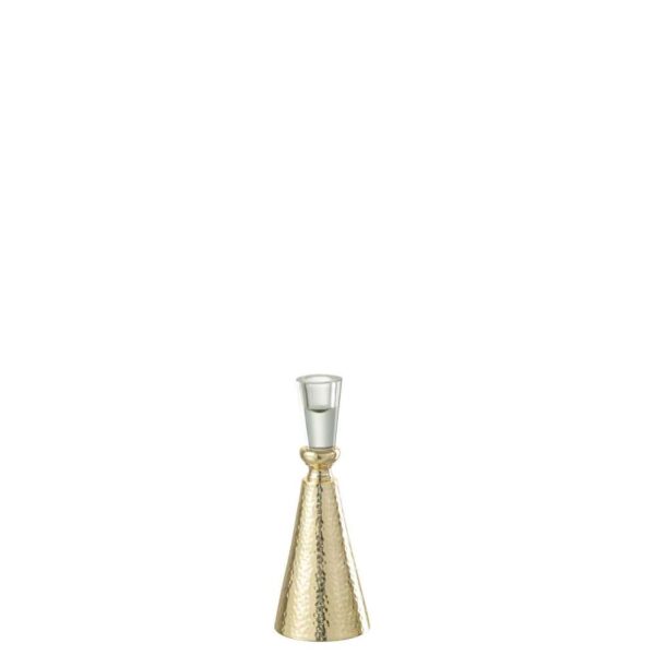 CANDLEHOLDER TAPE ALUMINIUM/GLASS GOLD/TRANSPARENT SMALL