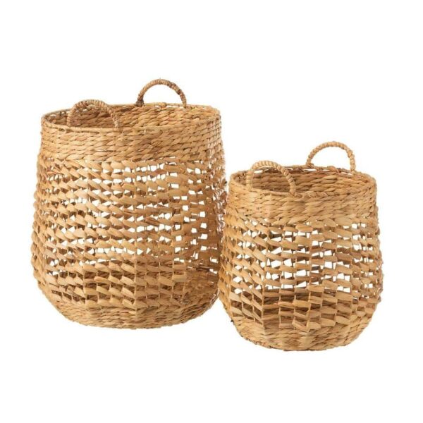 SET OF 2 BASKETS WATER HYACINTH NATURAL