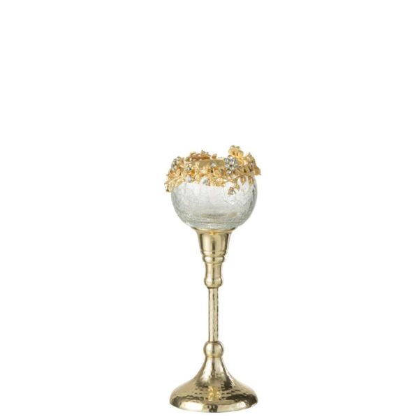 TEALIGHT HOLDER VIANE METAL/GLASS GOLD/TRANSPARENT SMALL