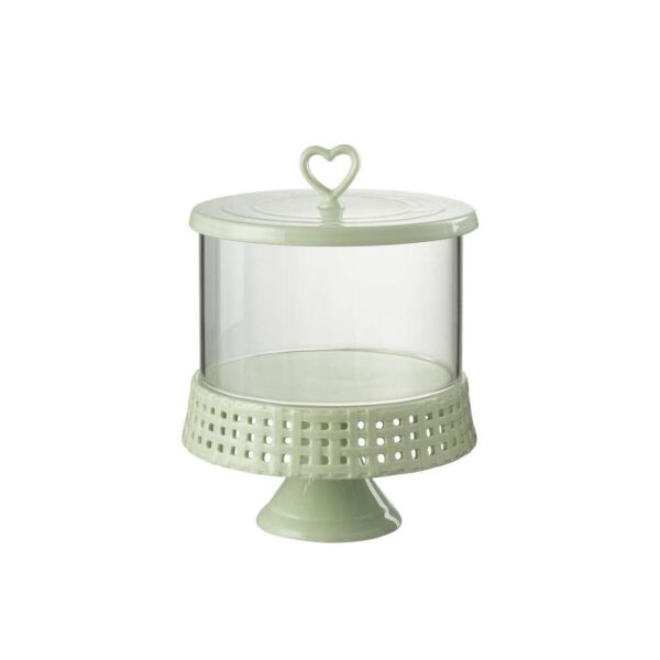 CAKE PLATE UNDER GLASS CERAMIC GREEN LARGE
